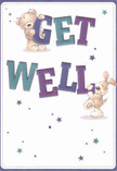Radiating warmth and playful optimism, this get well card scene feels straight from the heart of St Paul's Cray. Two endearing characters-the cuddly teddy bear and floppy-eared pup-seem to leap off the page, lending their joyful spirits to support the large, vibrant letters that spell out 'Get Well.' Their expressive faces and plush, illustrated textures evoke the soothing comfort one might feel receiving fresh blooms delivered by a caring florist just around the corner from Cray Avenue. The hues of indigo, teal, and soft purple in the lettering create a gentle vibrancy against the smooth cream background, brightening the mood like early spring blossoms. Blue and purple stars scattered across the card add an aura of hope and magic, echoing the cheerful chatter in neighbourhood cafés or a friend's reassuring visit. Every line and brushstroke is crafted with genuine warmth, creating a card that conveys comfort, sincerity, and encouragement-just like a thoughtfully arranged bouquet meant to lift the spirits of those recovering throughout St Paul's Cray.